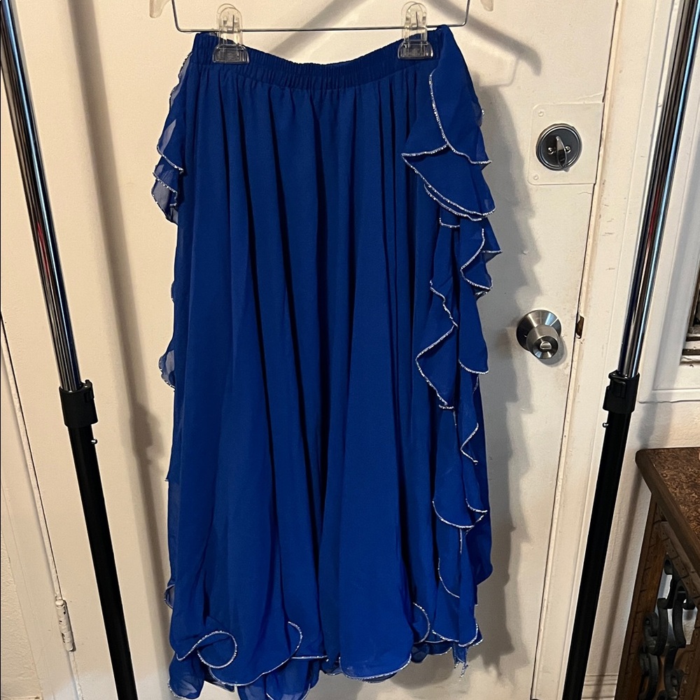 Elegant Blue Ruffled Skirt